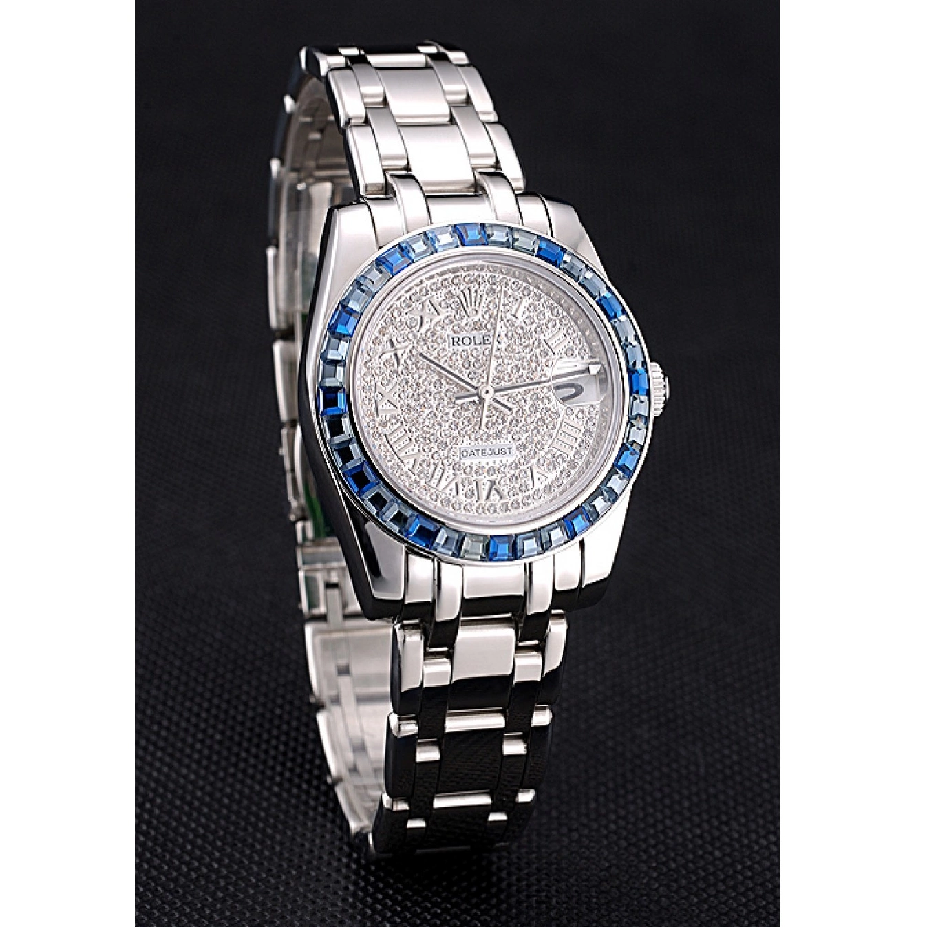 Aaa replica watch And Dial Rolex Jewels Datejust Stainless Diamond Bezel Bracelet Steel Blue 622834 Case 0825